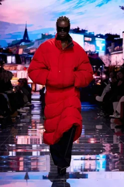 Balenciaga CZERWONY Dwustronna ocieplana kurtka