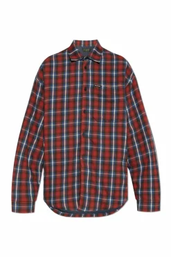 Balenciaga CZERWONY Koszula ze wzorem w kratę