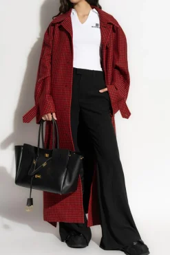 Balenciaga CZERWONY Płaszcz ze wzorem w pepitką