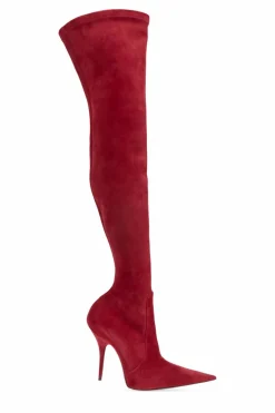Balenciaga CZERWONY Zamszowe kozaki na obcasie `Avenue`