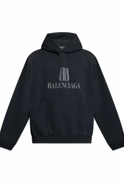 Balenciaga GRANATOWY Bluza z kapturem