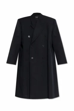 Balenciaga GRANATOWY Dwurzędowy płaszcz