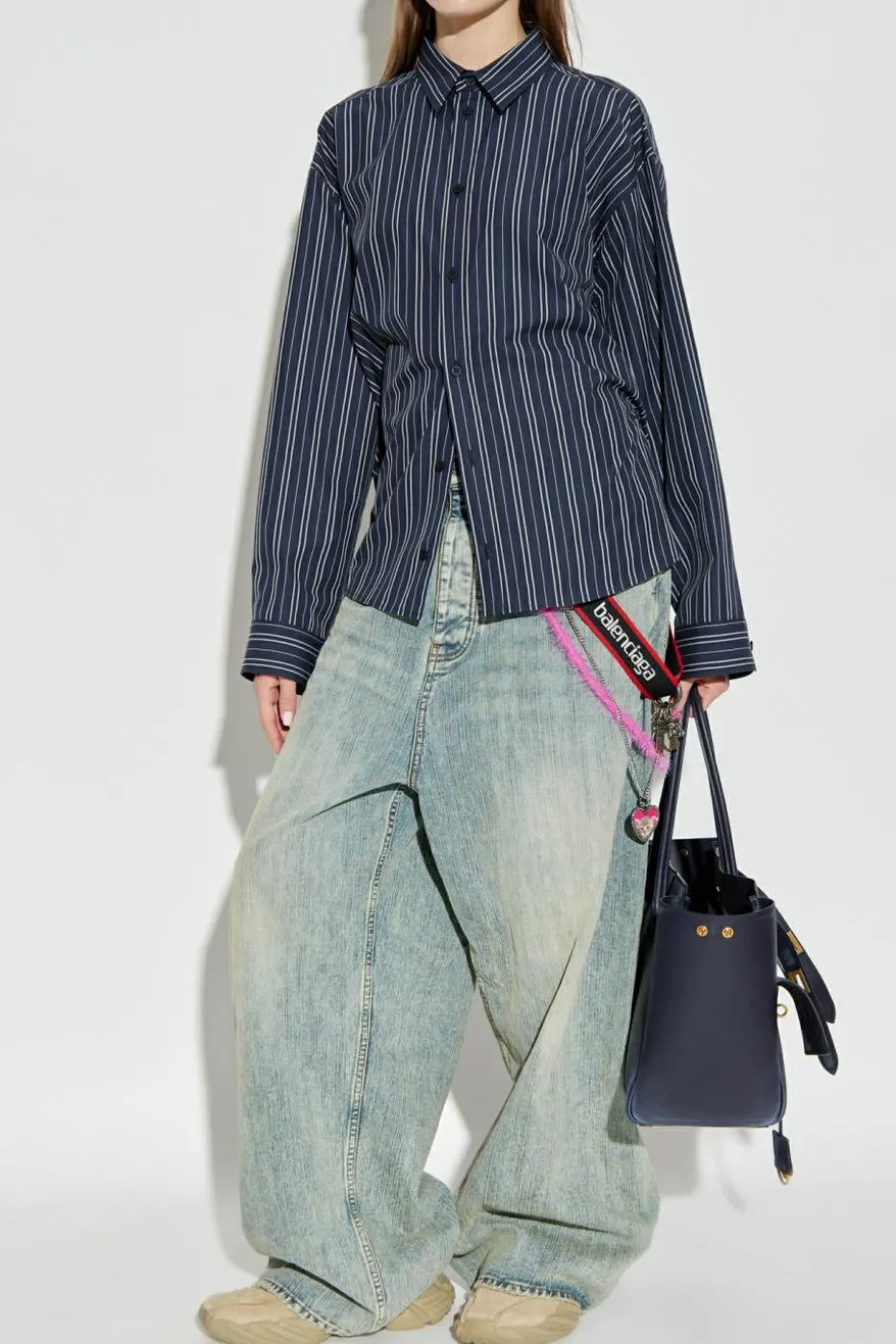 Balenciaga GRANATOWY Koszula ze wzorem w paski