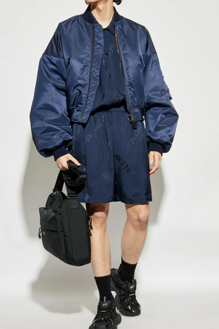 Balenciaga GRANATOWY Koszula z monogramem