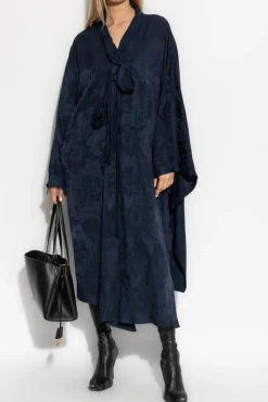 Balenciaga GRANATOWY Sukienka z motywem kwiatowym