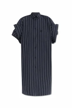 Balenciaga GRANATOWY Sukienka ze wzorem w paski