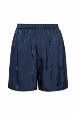 Balenciaga GRANATOWY Szorty z monogramem