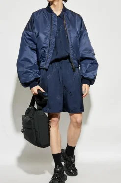 Balenciaga GRANATOWY Szorty z monogramem