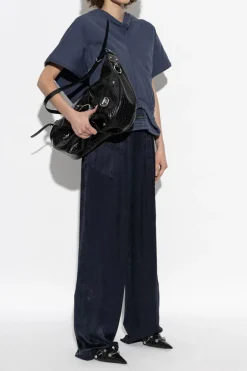 Balenciaga GRANATOWY Top z efektem `vintage`