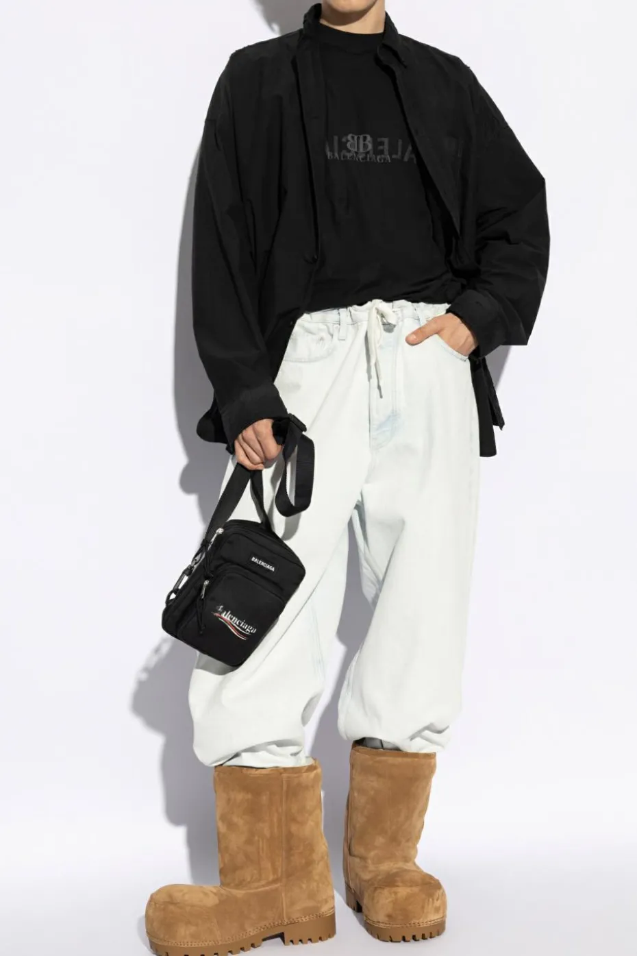 Balenciaga jasnoniebieski Jeansy z szerokimi nogawkami