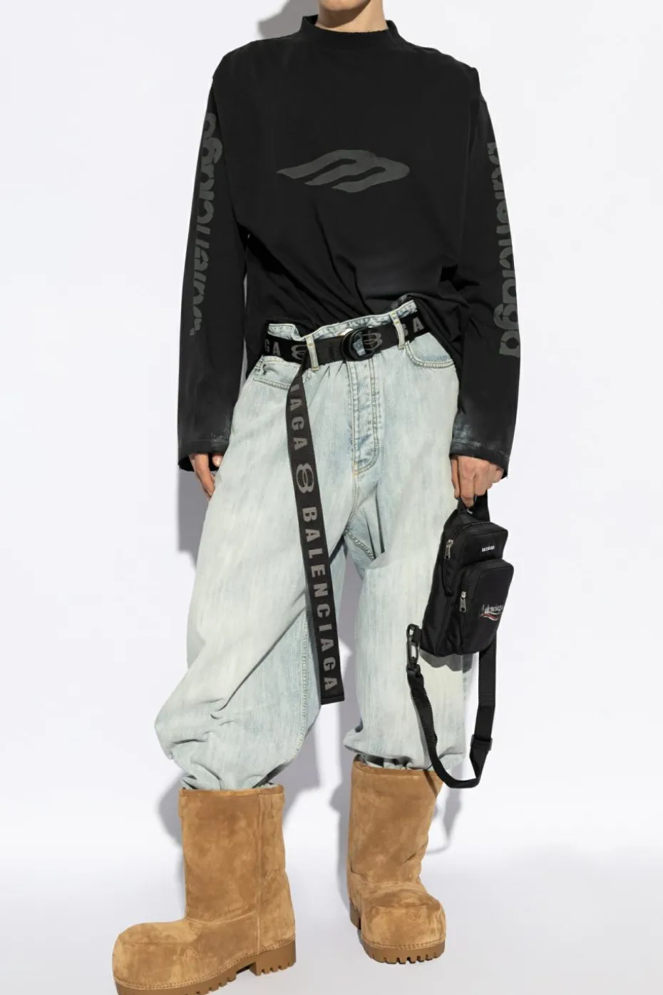 Balenciaga jasnoniebieski Jeansy z szerokimi nogawkami