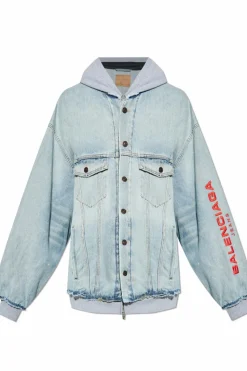 Balenciaga jasnoniebieski Jeansowa kurtka z kapturem