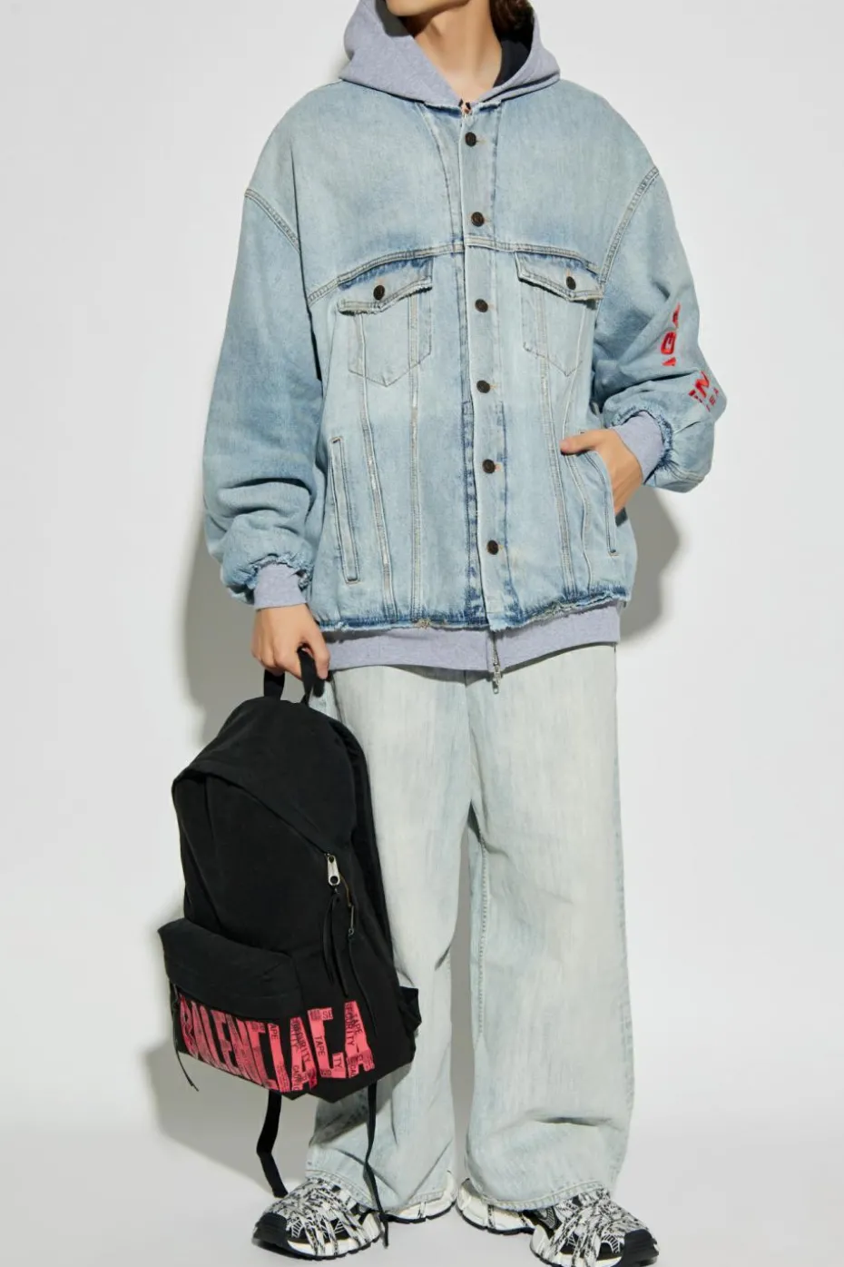 Balenciaga jasnoniebieski Jeansowa kurtka z kapturem