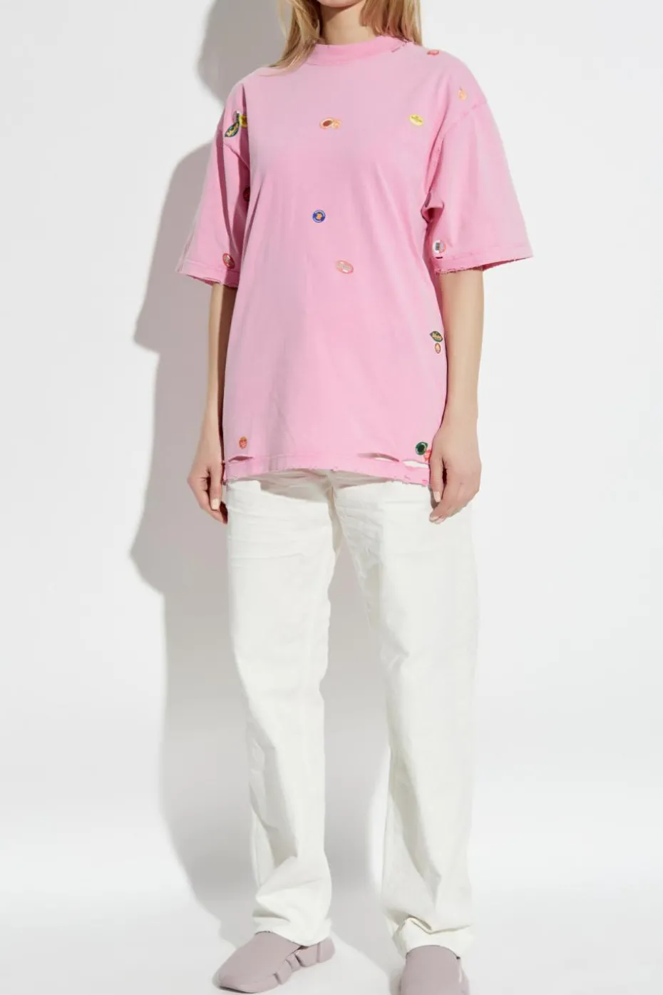 Balenciaga kremowy Jeansy z logo