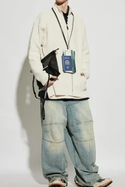 Balenciaga kremowy Kardigan ze stójką