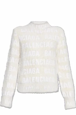 Balenciaga kremowy Sweter z monogramem