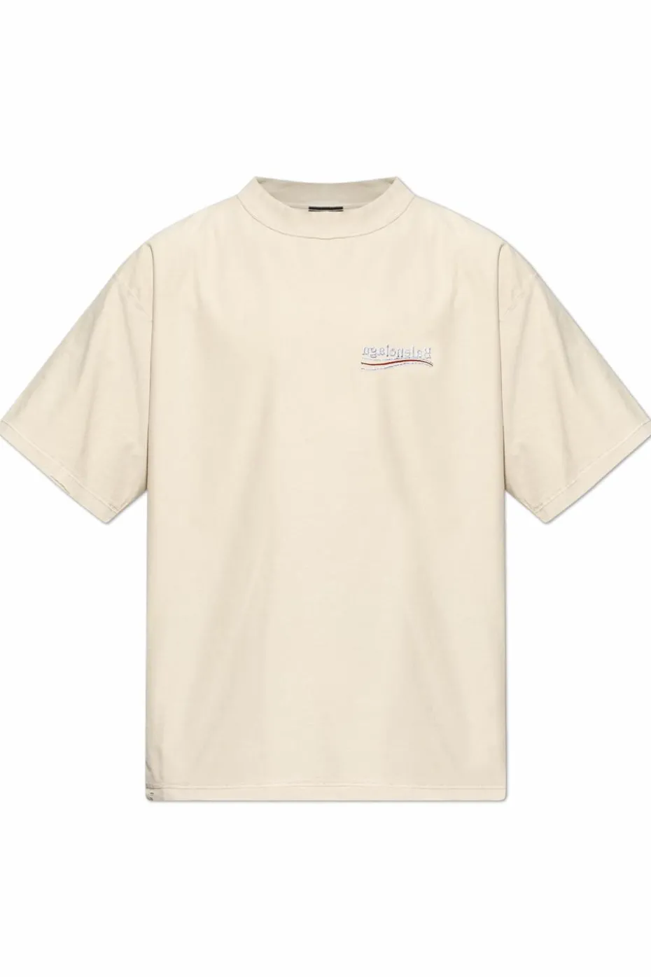 Balenciaga kremowy T-shirt z efektem `vintage`