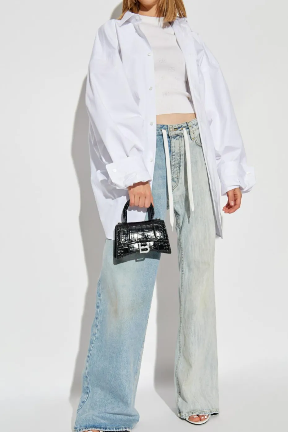 Balenciaga kremowy Wełniany top