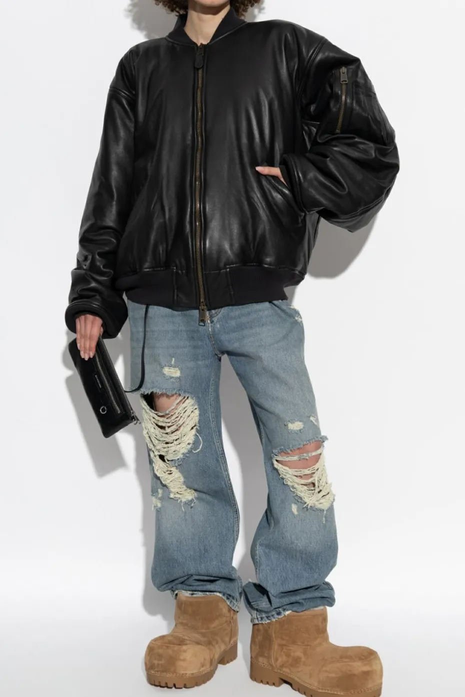 Balenciaga NIEBIESKI Jeansy z efektem zniszczenia