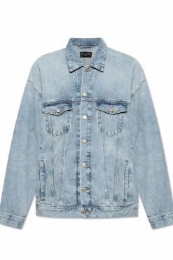 Balenciaga NIEBIESKI Jeansowa kurtka z efektem `vintage`