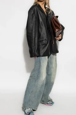 Balenciaga NIEBIESKI Jeansy z efektem ‘vintage’