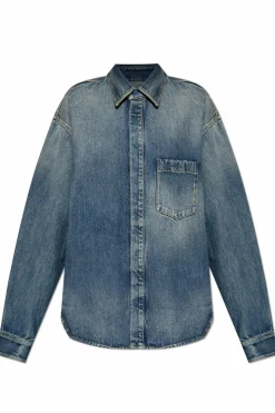 Balenciaga NIEBIESKI Jeansowa koszula z efektem `vintage`
