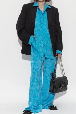 Balenciaga NIEBIESKI Koszula z jedwabnym wykończeniem