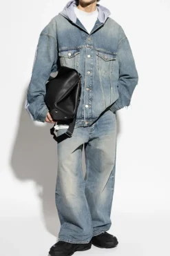 Balenciaga NIEBIESKI Kurtka jeansowa z kapturem