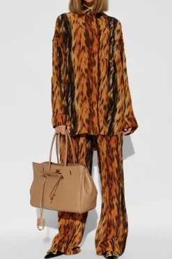 Balenciaga POMARAŃCZOWY Jedwabne spodnie