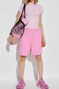 Balenciaga RÓŻOWY Szorty z logo