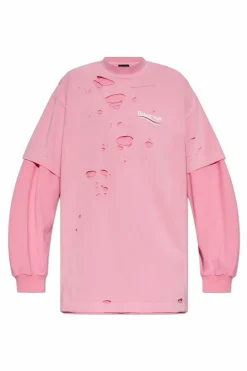 Balenciaga RÓŻOWY T-shirt z logo