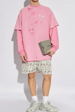 Balenciaga RÓŻOWY T-shirt z logo