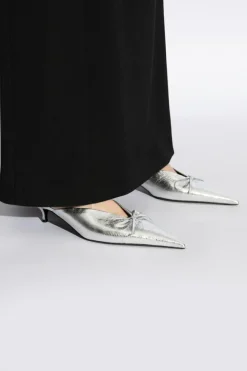 Balenciaga SREBRNY Klapki na obcasie `Knife`