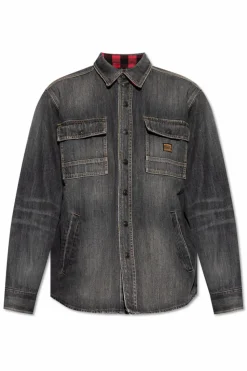 Balenciaga SZARY Jeansowa koszula z efektem `vintage`