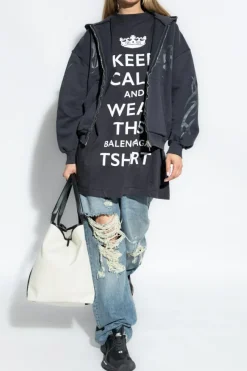 Balenciaga SZARY T-shirt typu `oversize`