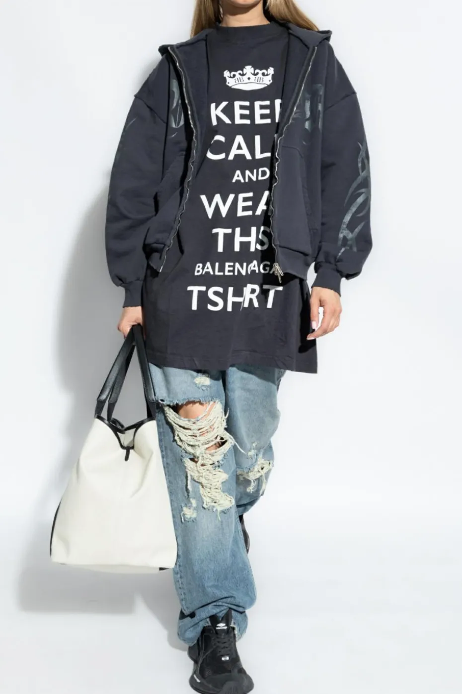 Balenciaga SZARY T-shirt typu `oversize`