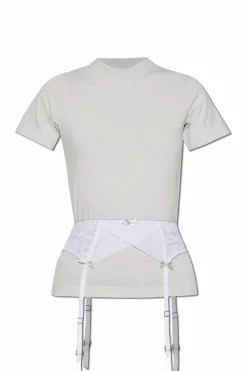 Balenciaga SZARY T-shirt z koronkową wstawką