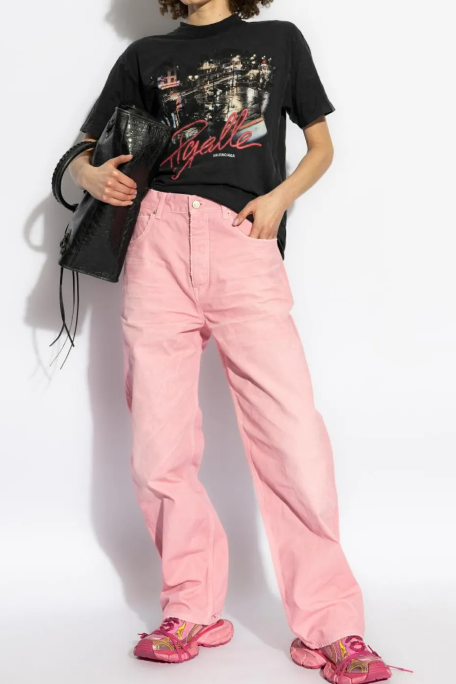 Balenciaga SZARY T-shirt z nadrukiem