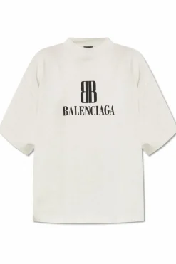 Balenciaga SZARY T-shirt z nadrukowanym logo