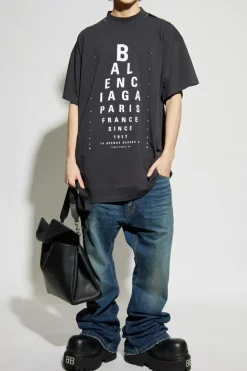 Balenciaga SZARY T-shirt z nadrukiem