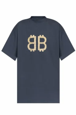 Balenciaga SZARY T-shirt z logo