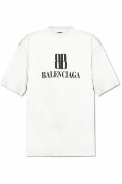 Balenciaga SZARY T-shirt z logo