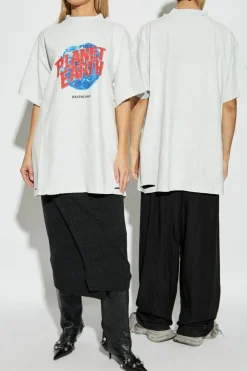Balenciaga SZARY T-shirt z efektem ‘vintage’