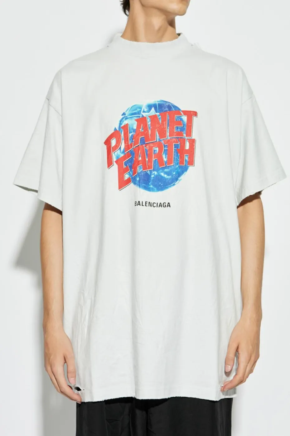 Balenciaga SZARY T-shirt z efektem ‘vintage’