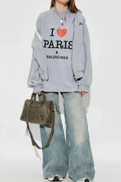Balenciaga SZARY T-shirt z nadrukiem