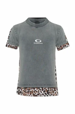 Balenciaga SZARY T-shirt z łączonych materiałów