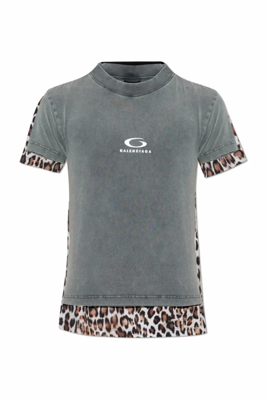 Balenciaga SZARY T-shirt z łączonych materiałów