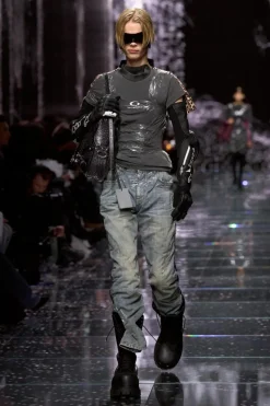 Balenciaga SZARY T-shirt z łączonych materiałów