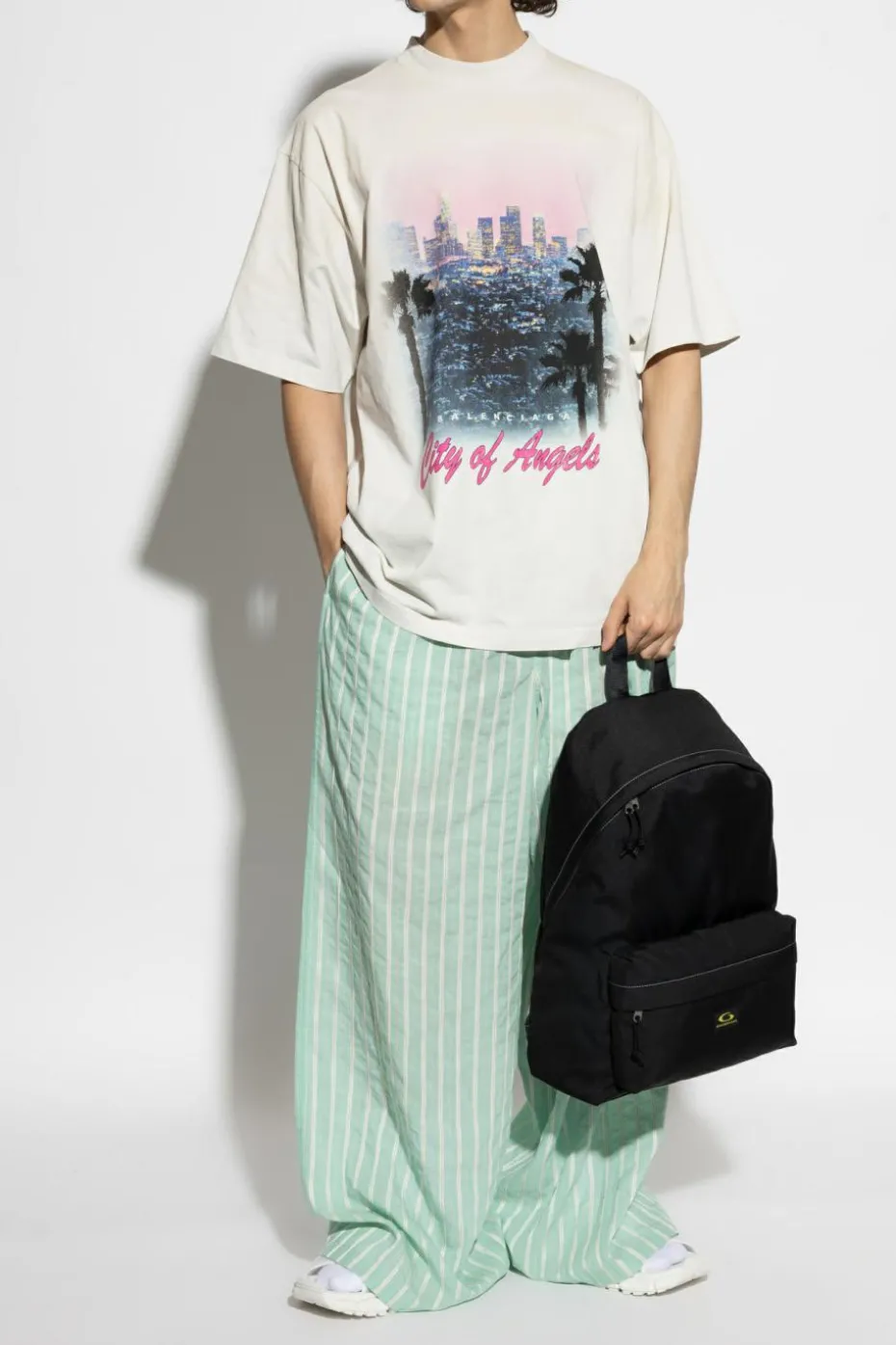 Balenciaga SZARY T-shirt z kolorowym nadrukiem
