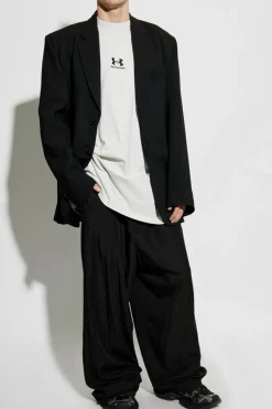 Balenciaga SZARY T-shirt z wyszytym logo